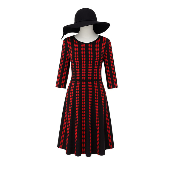 Danny & Nicole Womens Red Black Round Neck Fit & Flare Sweater Dress Size PXL - Picture 2 of 6